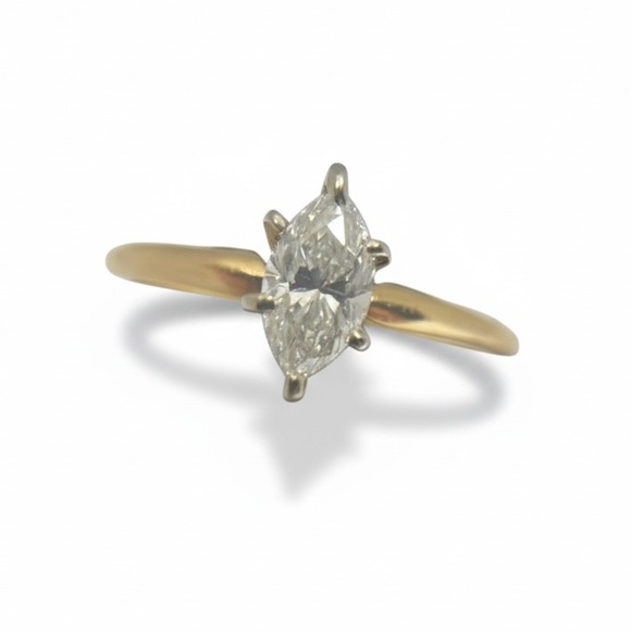 Vintage: .5 CT Marquise Diamond Solitaire Engagement Ring 𖦹 14K Gold 𖦹 Size 5 - Picture 13 of 16